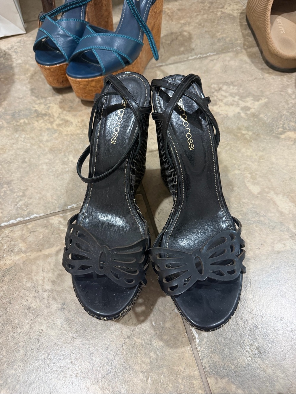 Sergio Rossi Butterfly Wedge size 38 1/2